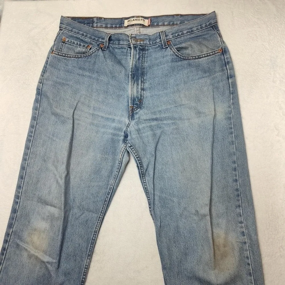 Vintage Levis 550 Jeans Mens 38x34 Blue Y2K Light Distressed‎ Straight Denim